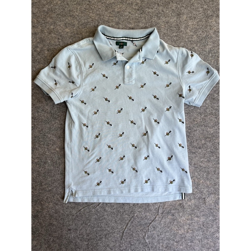 J Crew Oarsman Mens Polo Shirt Med Martini All Over Olive Cotton Golf Re-imagine